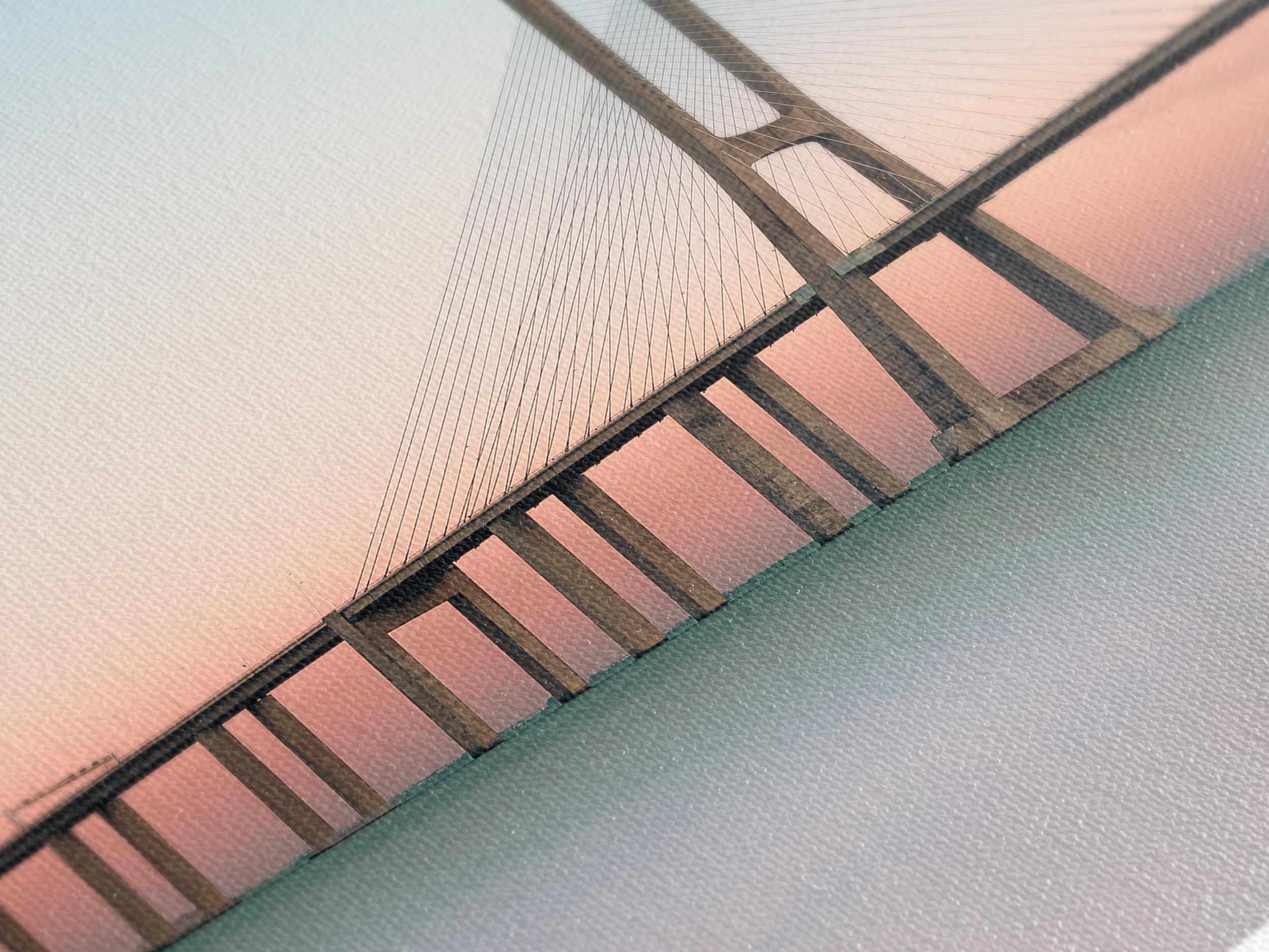 Vasco da Gama Bridge Canvas Print, Large Lisbon Wall Art, Minimalist Sunset Landscape, Modern European Architecture Artwork, Coastal Canvas