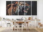 Roaring Tiger Canvas Art - Wildlife Wall Art, Large Tiger Canvas Print, Wild Tiger Canvas Art Print - Tiger Wall Art, Wildlife Artwork Print