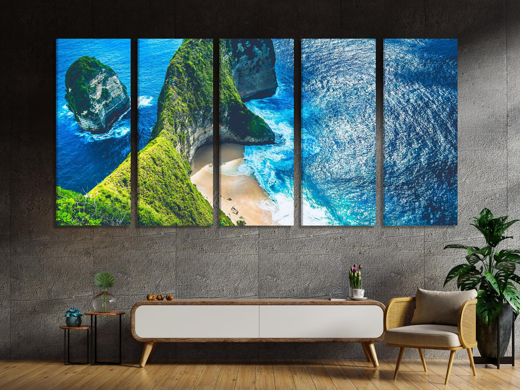 Kelingking Beach Canvas Print Coastal Manta Bay Artwork Nusa Penida Island Print Bali Seascape Wall Art Tropical Interior Decor Bali Artwork