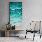 Ocean Wave Wall Art - Coastal Beach Canvas, Abstract Sea Foam Print, Abstract Seaside Decor, Large Turquoise Water Painting, Coastal Artwork