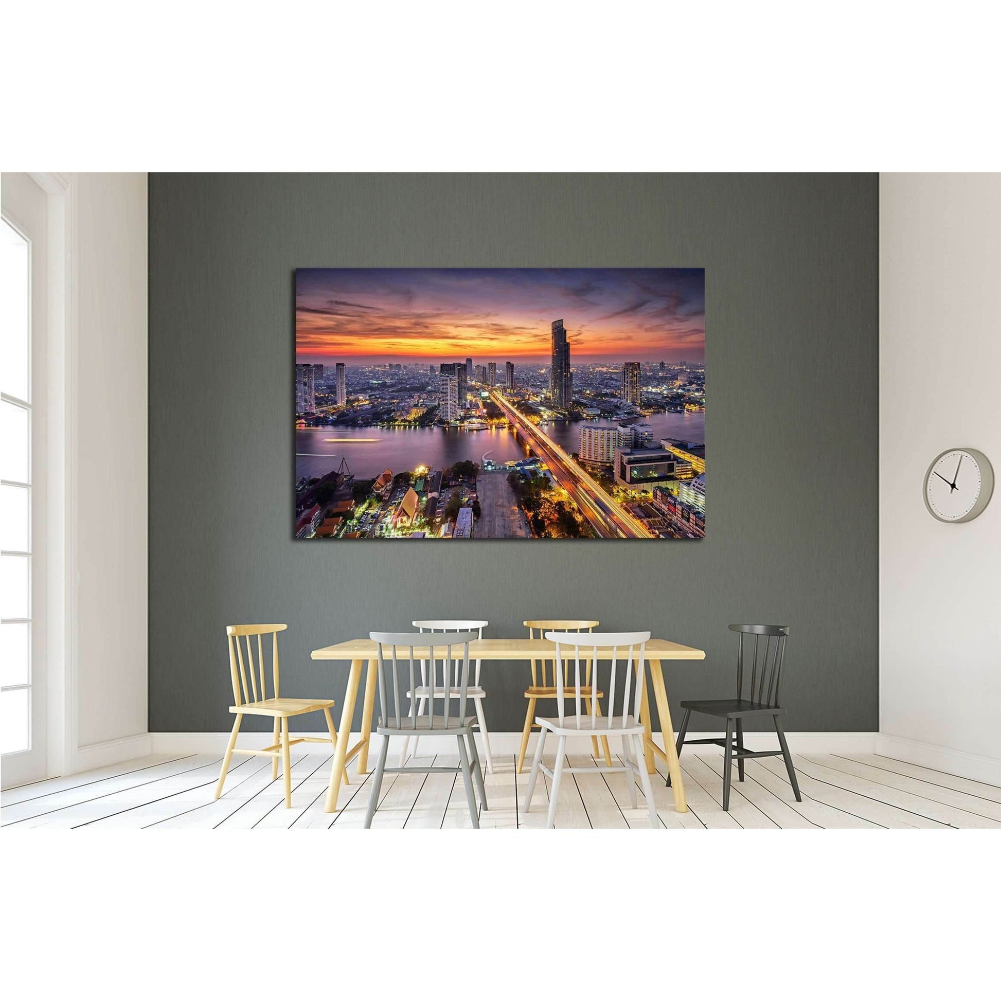 Bangkok city at sunset (Taksin Bridge) №2284 Ready to Hang Canvas PrintCanvas art arrives ready to hang, with hanging accessories included and no additional framing required. Every canvas print is hand-crafted, made on-demand at our workshop and expertly