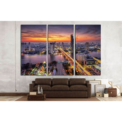 Bangkok city at sunset (Taksin Bridge) №2284 Ready to Hang Canvas PrintCanvas art arrives ready to hang, with hanging accessories included and no additional framing required. Every canvas print is hand-crafted, made on-demand at our workshop and expertly