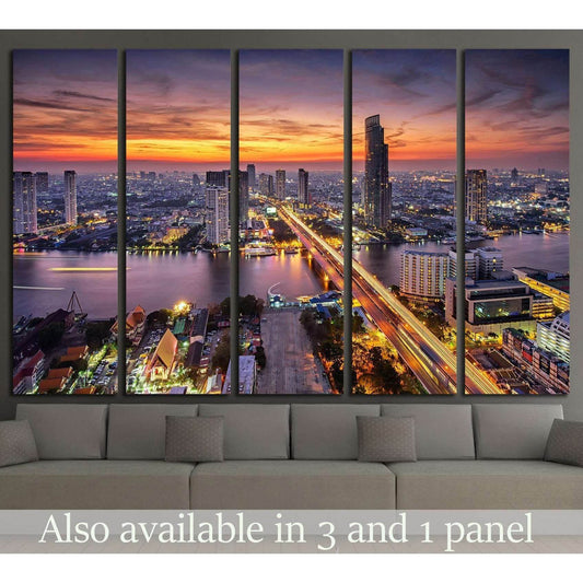 Bangkok city at sunset (Taksin Bridge) №2284 Ready to Hang Canvas PrintCanvas art arrives ready to hang, with hanging accessories included and no additional framing required. Every canvas print is hand-crafted, made on-demand at our workshop and expertly