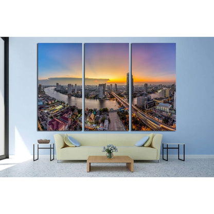 Bangkok Transportation at Dusk, Modern Business Building, Thailand №1701 Ready to Hang Canvas PrintCanvas art arrives ready to hang, with hanging accessories included and no additional framing required. Every canvas print is hand-crafted, made on-demand a