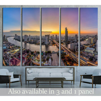 Bangkok Transportation at Dusk, Modern Business Building, Thailand №1701 Ready to Hang Canvas PrintCanvas art arrives ready to hang, with hanging accessories included and no additional framing required. Every canvas print is hand-crafted, made on-demand a