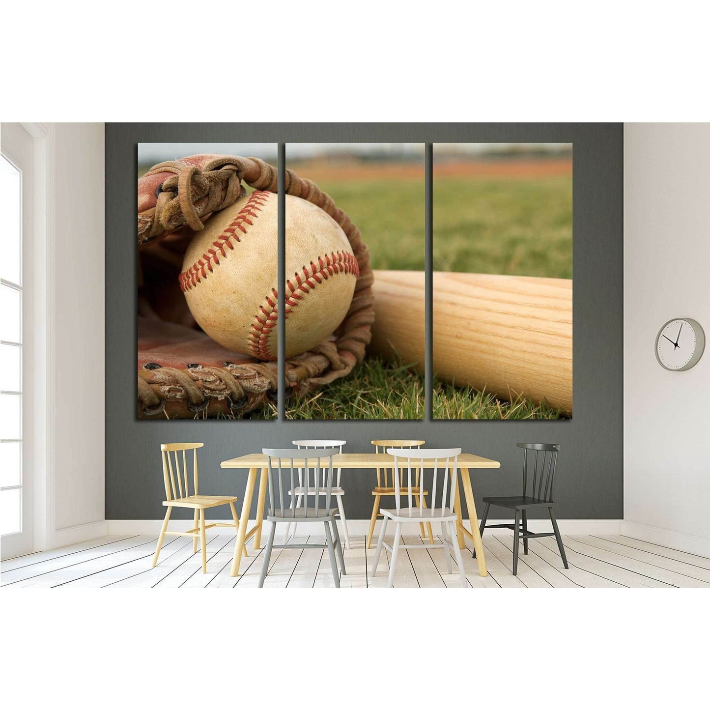 Baseball in a Glove near the Baseball Bat №2115 Ready to Hang Canvas PrintCanvas art arrives ready to hang, with hanging accessories included and no additional framing required. Every canvas print is hand-crafted, made on-demand at our workshop and expert