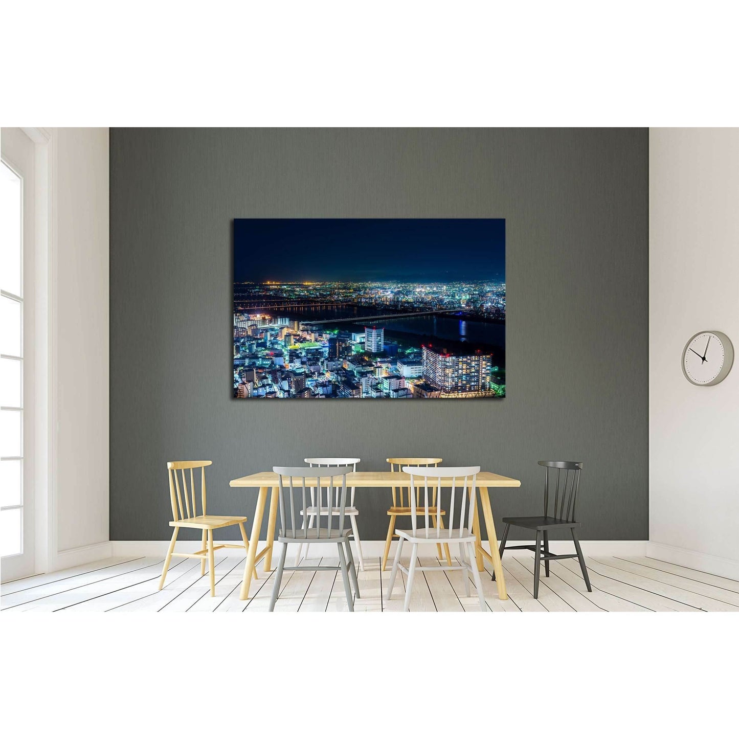 Beautiful Aerial night view of Osaka Cityscape, Japan. №2965 Ready to Hang Canvas PrintCanvas art arrives ready to hang, with hanging accessories included and no additional framing required. Every canvas print is hand-crafted, made on-demand at our worksh