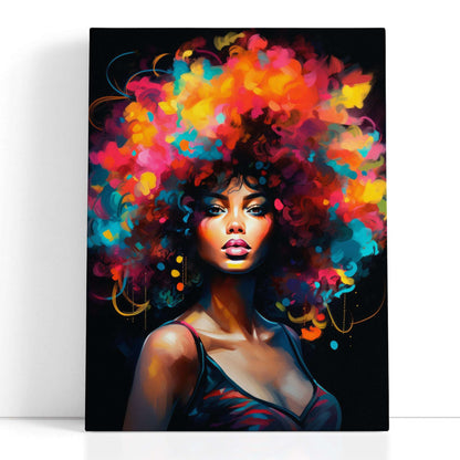 Beautiful Black Woman with Huge Afro - Canvas Print - Artoholica Ready to Hang Canvas Print