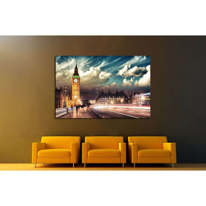 Beautiful colors of Big Ben from Westminster Bridge at Sunset - London №2256 Ready to Hang Canvas PrintCanvas art arrives ready to hang, with hanging accessories included and no additional framing required. Every canvas print is hand-crafted, made on-dema