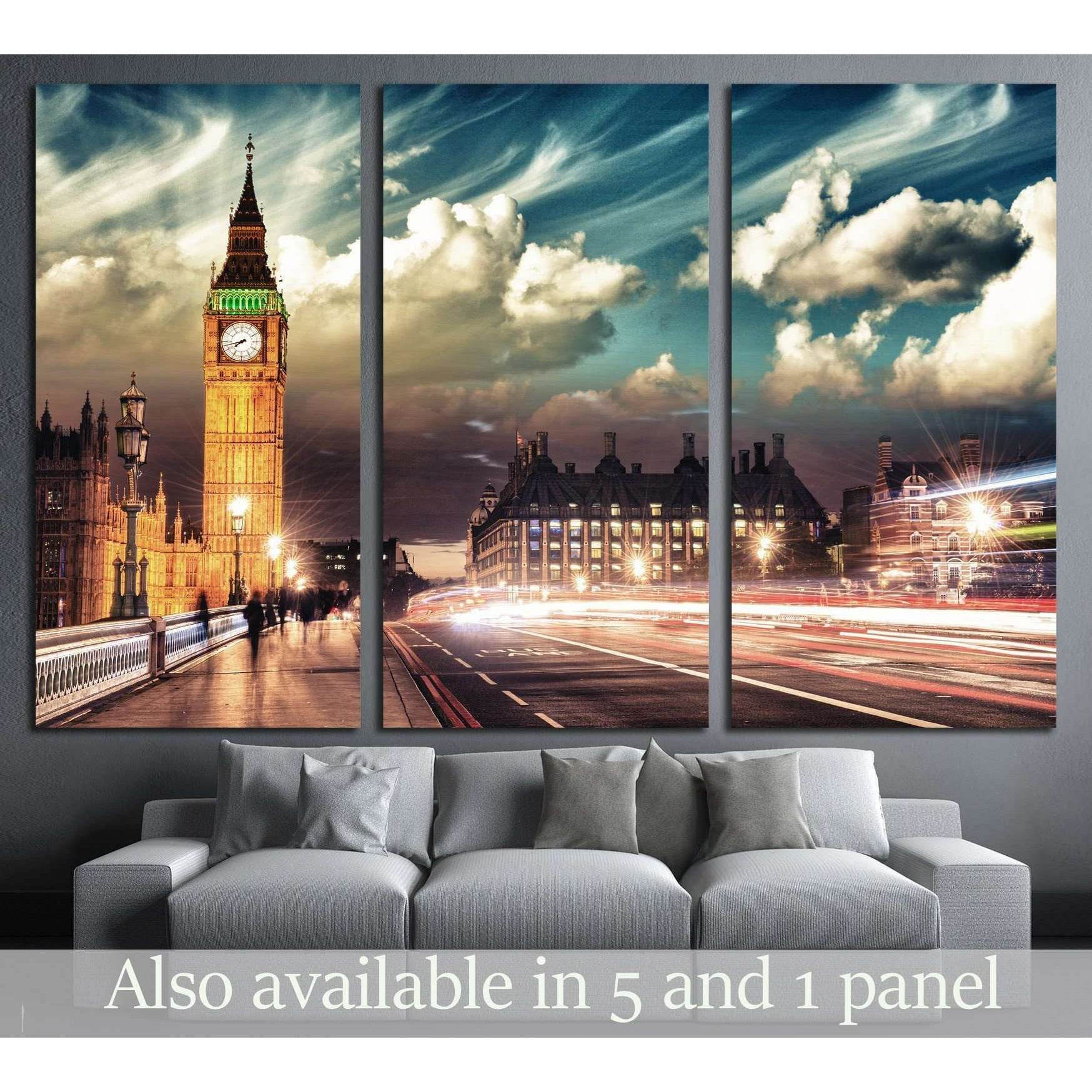 Beautiful colors of Big Ben from Westminster Bridge at Sunset - London №2256 Ready to Hang Canvas PrintCanvas art arrives ready to hang, with hanging accessories included and no additional framing required. Every canvas print is hand-crafted, made on-dema