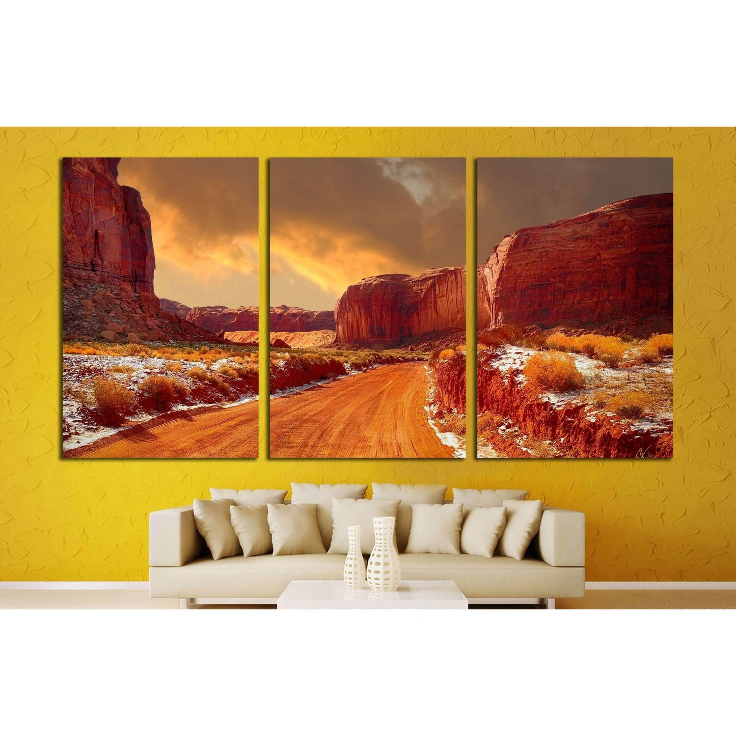 Beautiful Image of the road through monument valley in Winter №1965 Ready to Hang Canvas PrintCanvas art arrives ready to hang, with hanging accessories included and no additional framing required. Every canvas print is hand-crafted, made on-demand at our