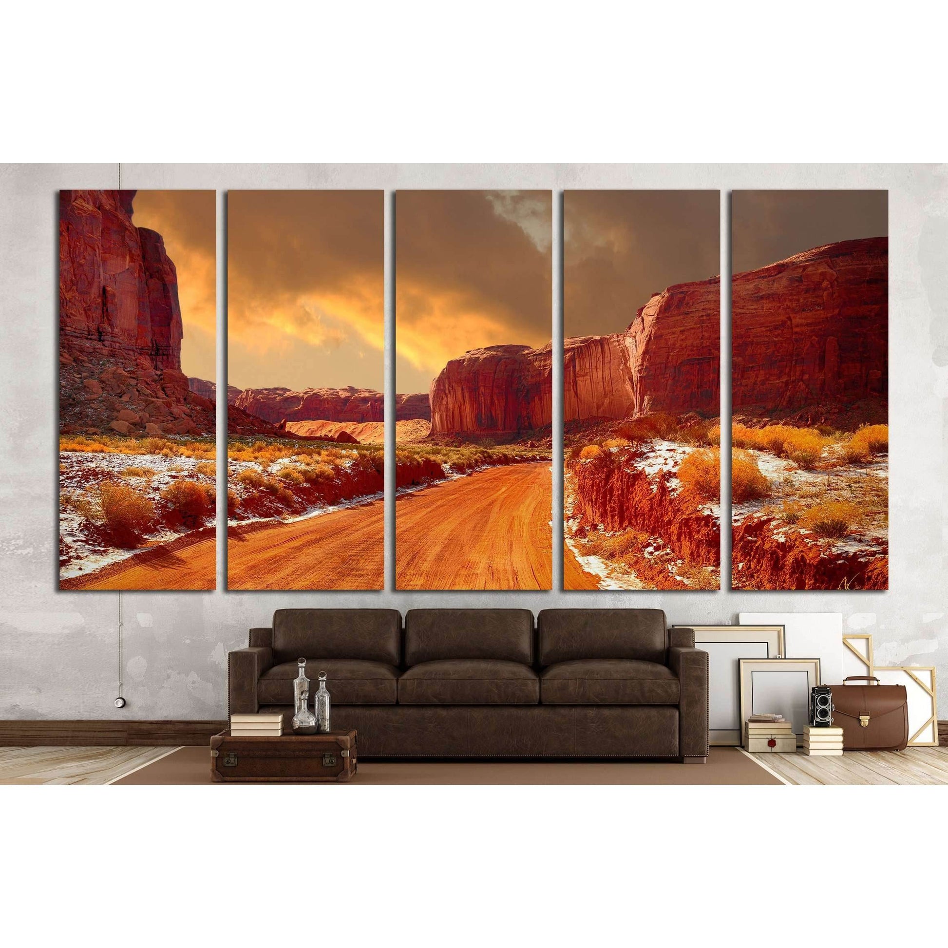 Beautiful Image of the road through monument valley in Winter №1965 Ready to Hang Canvas PrintCanvas art arrives ready to hang, with hanging accessories included and no additional framing required. Every canvas print is hand-crafted, made on-demand at our