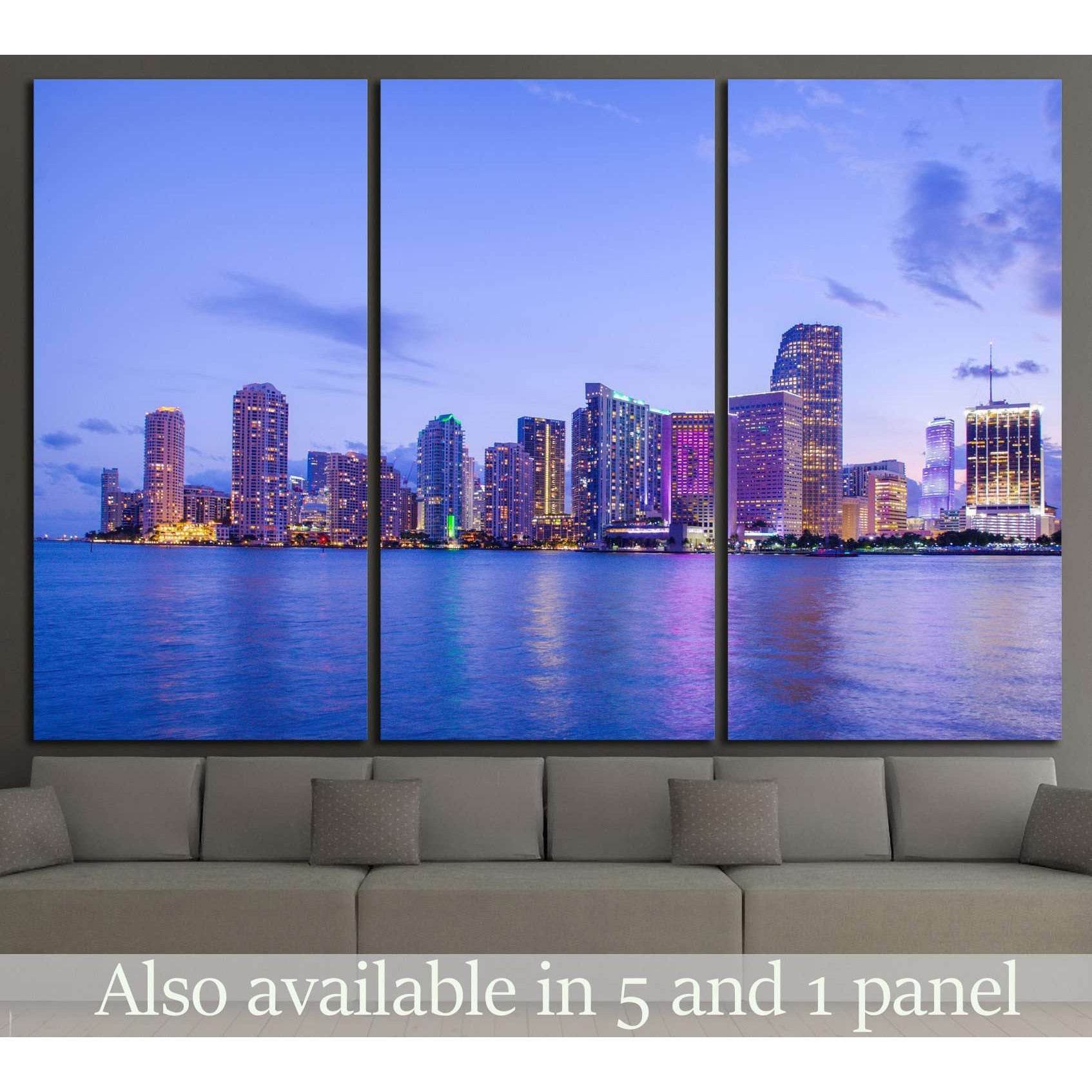 Beautiful Miami Florida skyline №1107 Ready to Hang Canvas PrintCanvas art arrives ready to hang, with hanging accessories included and no additional framing required. Every canvas print is hand-crafted, made on-demand at our workshop and expertly stretch