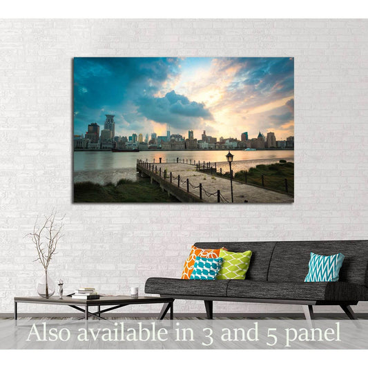 beautiful shanghai bund at dusk with old pier №2626 Ready to Hang Canvas PrintCanvas art arrives ready to hang, with hanging accessories included and no additional framing required. Every canvas print is hand-crafted, made on-demand at our workshop and ex