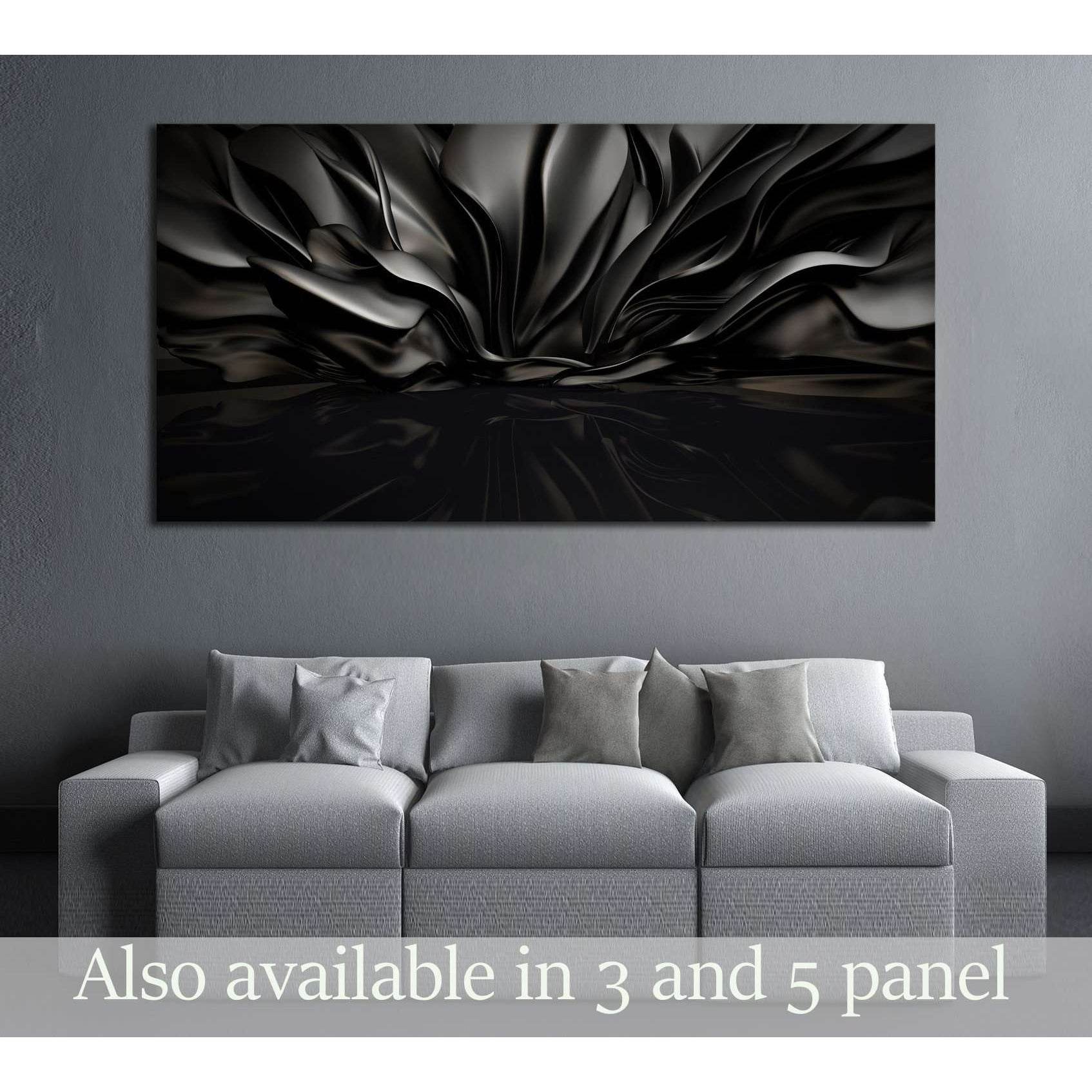 Beautiful stylish black background with developing, flying cloth in a room with a reflection on the floor №2886 Ready to Hang Canvas PrintCanvas art arrives ready to hang, with hanging accessories included and no additional framing required. Every canvas