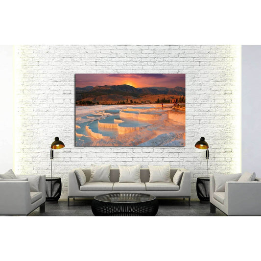 beautiful sunrise and Natural travertine pools and terraces, Pamukkale, Turkey №1968 Ready to Hang Canvas PrintCanvas art arrives ready to hang, with hanging accessories included and no additional framing required. Every canvas print is hand-crafted, made