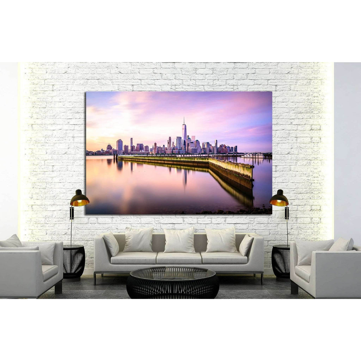 Beautiful sunrise view of Downtown Manhattan, shot from Jersey City №1722 Ready to Hang Canvas PrintCanvas art arrives ready to hang, with hanging accessories included and no additional framing required. Every canvas print is hand-crafted, made on-demand