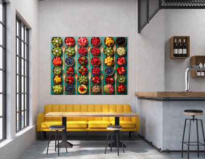 Beautiful Symmetry of Fresh Fruit Bowls - Canvas Print - Artoholica Ready to Hang Canvas Print