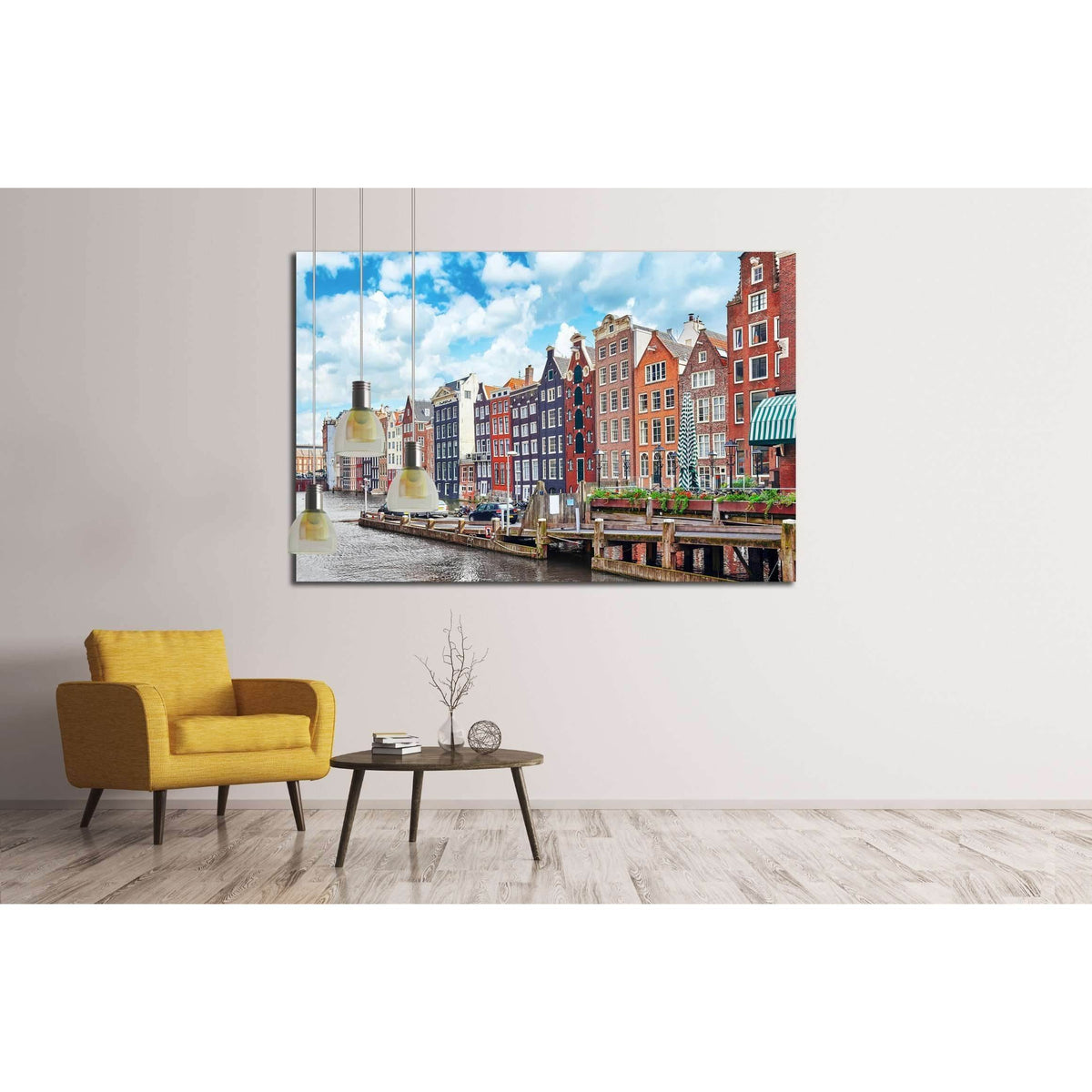 Beautiful views of the streets, ancient buildings, people, embankments of Amsterdam - also call Venice in the North. Netherland №2303 Ready to Hang Canvas PrintCanvas art arrives ready to hang, with hanging accessories included and no additional framing r