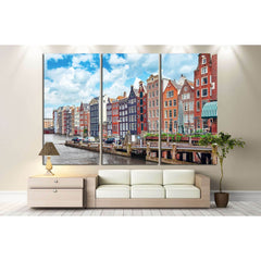 Beautiful views of the streets, ancient buildings, people, embankments of Amsterdam - also call Venice in the North. Netherland №2303 Ready to Hang Canvas PrintCanvas art arrives ready to hang, with hanging accessories included and no additional framing r