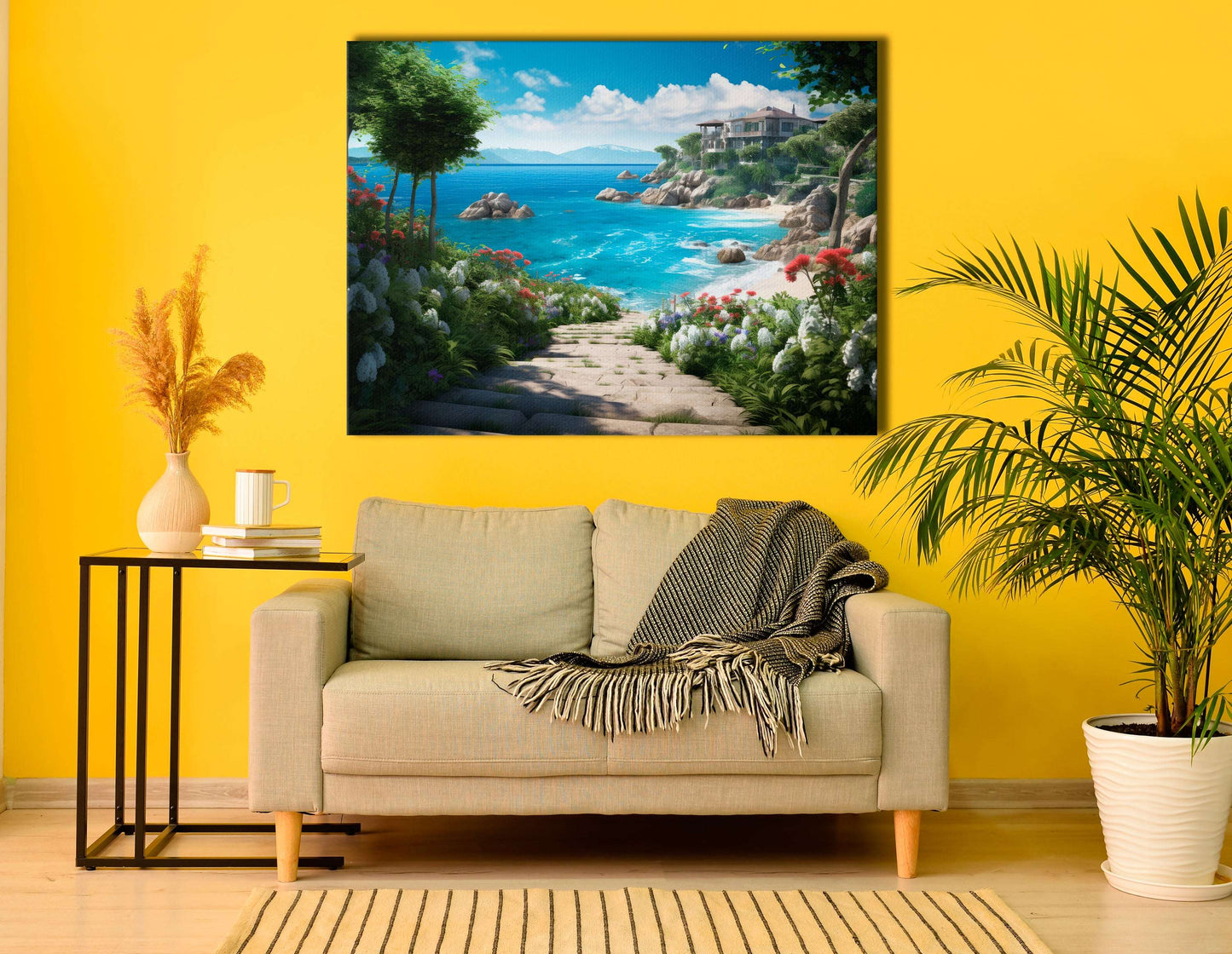 Beautiful Walk to a Mediterranean Beach - Canvas Print - Artoholica Ready to Hang Canvas Print