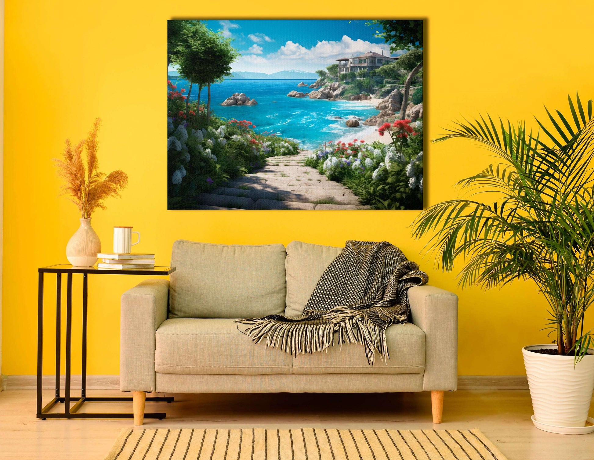 Beautiful Walk to a Mediterranean Beach - Canvas Print - Artoholica Ready to Hang Canvas Print