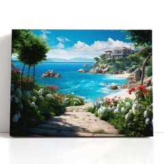 Beautiful Walk to a Mediterranean Beach - Canvas Print - Artoholica Ready to Hang Canvas Print