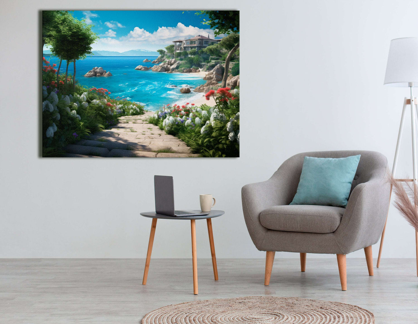 Beautiful Walk to a Mediterranean Beach - Canvas Print - Artoholica Ready to Hang Canvas Print