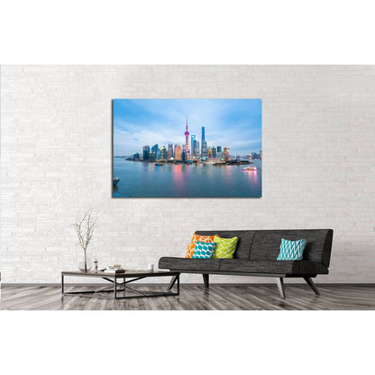 beauty of the east China metropolis ,shanghai skyline in nightfall №2311 Ready to Hang Canvas PrintCanvas art arrives ready to hang, with hanging accessories included and no additional framing required. Every canvas print is hand-crafted, made on-demand a