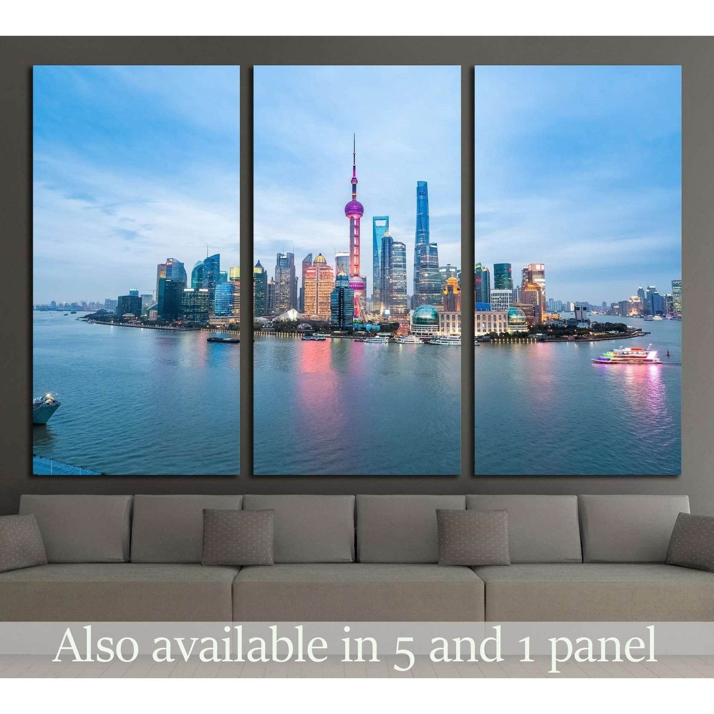 beauty of the east China metropolis ,shanghai skyline in nightfall №2311 Ready to Hang Canvas PrintCanvas art arrives ready to hang, with hanging accessories included and no additional framing required. Every canvas print is hand-crafted, made on-demand a