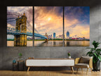 Covington Cityscape Wall Art - John A. Roebling Bridge Canvas Print, Ohio River Art Print, Modern Urban Cincinnati Wall Art for Wall Decor
