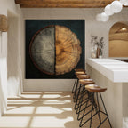 Baumring Wandkunst - Rustikales Innendekor, Holzstrukturkunst, neutrales Dekor, Baumringe Querschnitt Druck, Stamm Kunstwerk, Baumring Leinwand