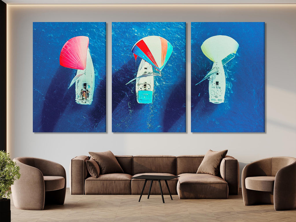 XXL Sailboat Canvas Print, Large Nautical Wall Art, Vibrant Sailing Artwork, Modern Coastal Art Print, Ocean Wall Hanging for Home or Office