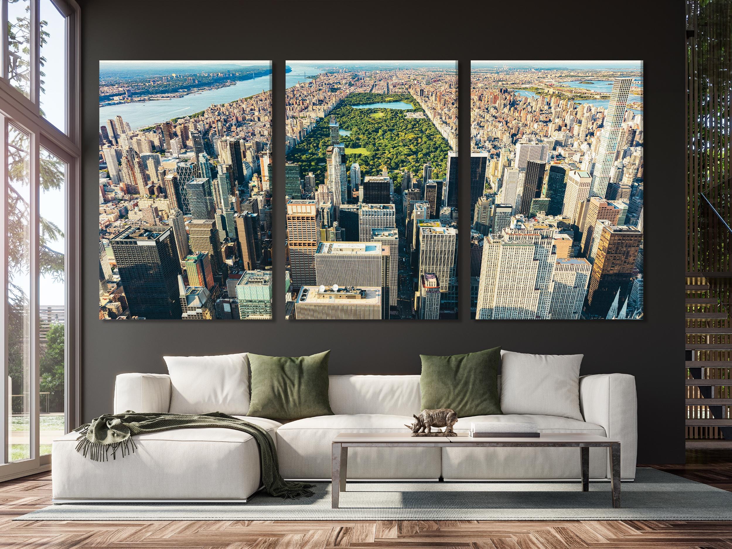 New York Skyline Canvas Print Aerial View of Central Park and Manhattan Artwork Iconic NYC Wall Art New York Art Print Manhattan Cityscape