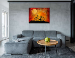 Bicycle in the Night with Red and Amber Sky - Canvas Print - Artoholica Ready to Hang Canvas Print