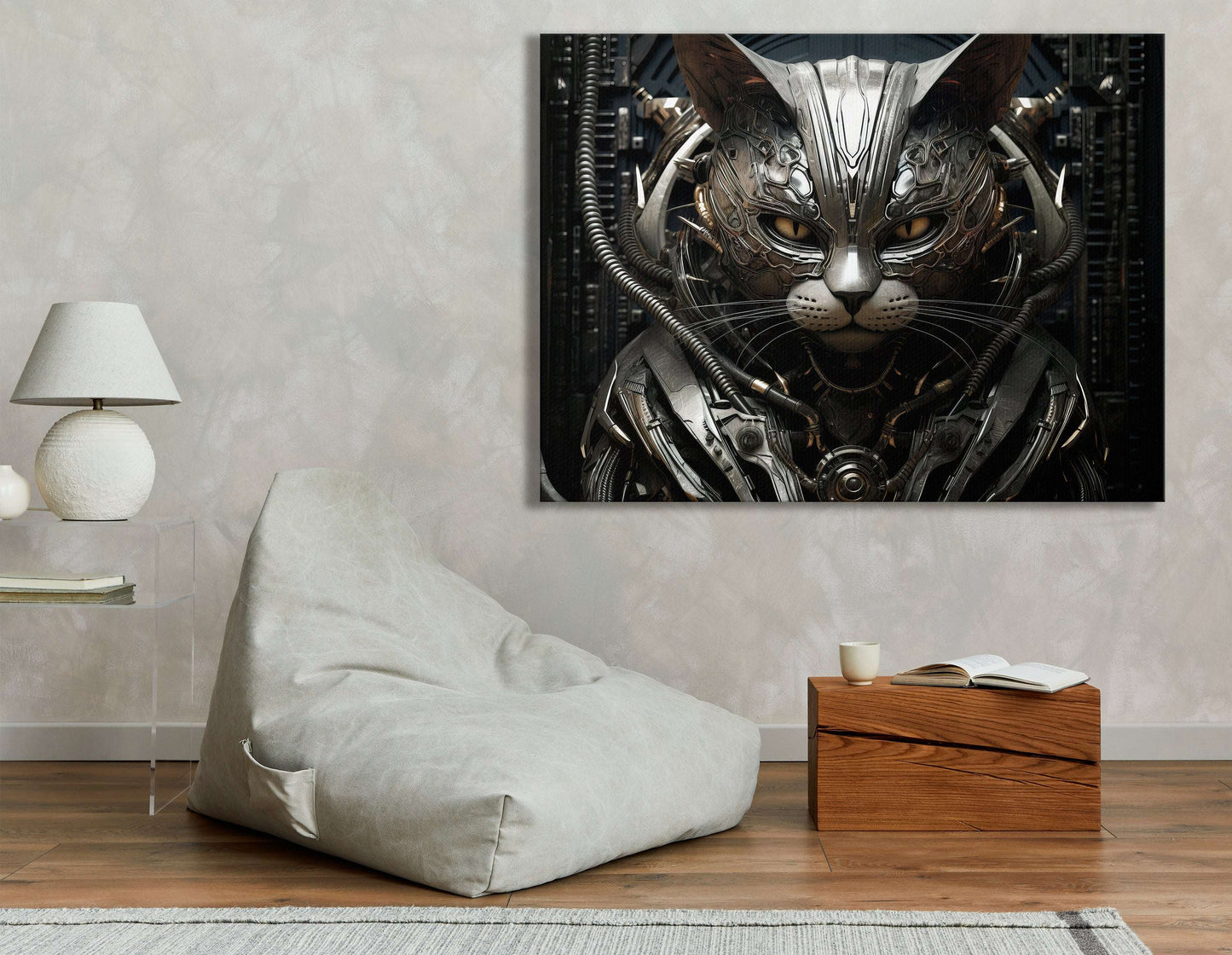 Biomechanical Robot Cat - Canvas Print - Artoholica Ready to Hang Canvas Print