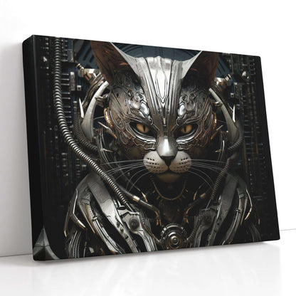 Biomechanical Robot Cat - Canvas Print - Artoholica Ready to Hang Canvas Print