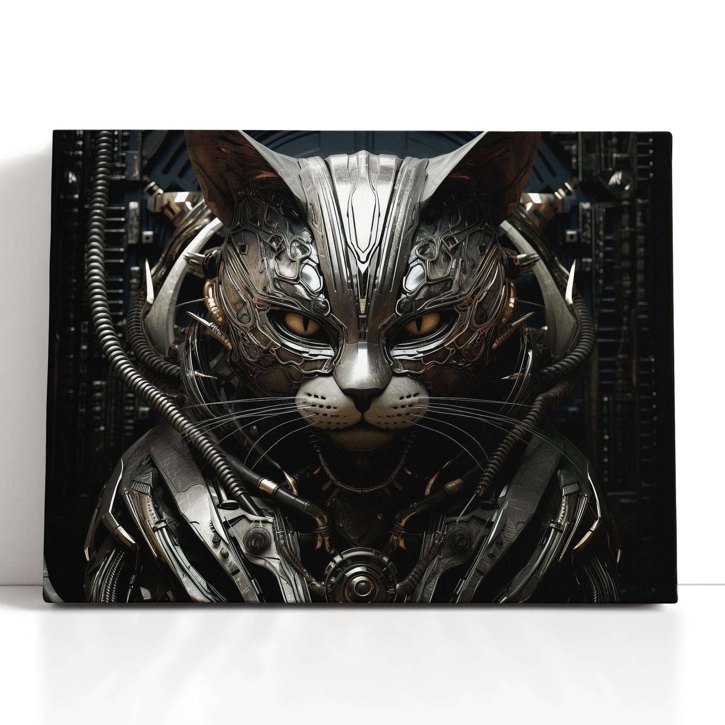 Biomechanical Robot Cat - Canvas Print - Artoholica Ready to Hang Canvas Print