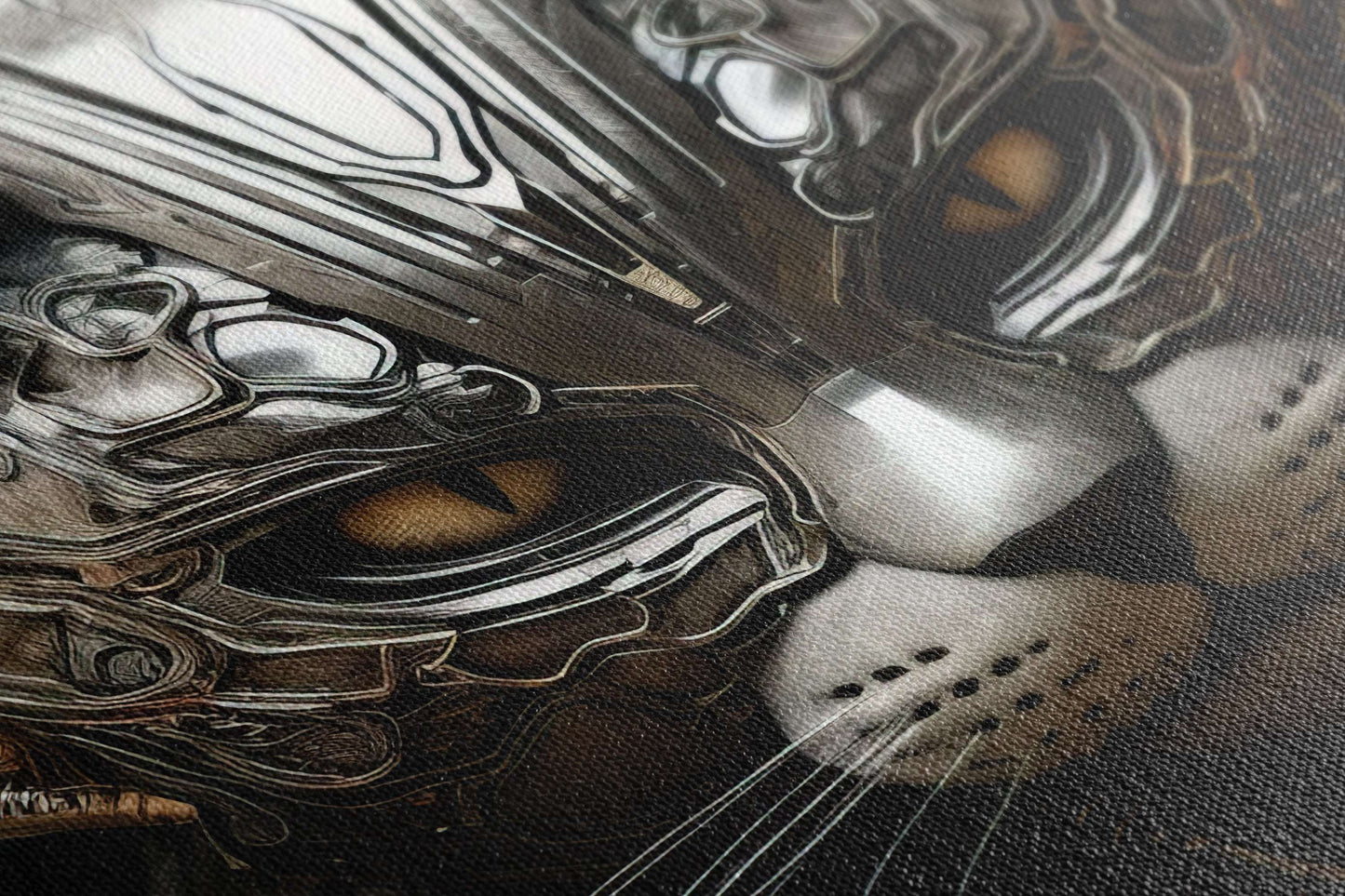 Biomechanical Robot Cat - Canvas Print - Artoholica Ready to Hang Canvas Print