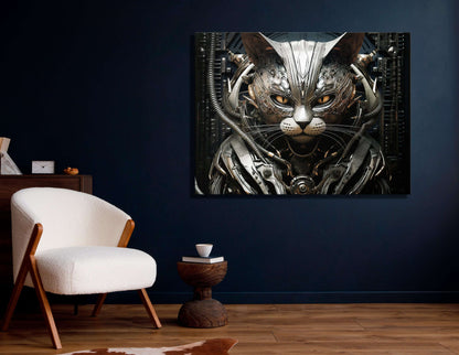 Biomechanical Robot Cat - Canvas Print - Artoholica Ready to Hang Canvas Print