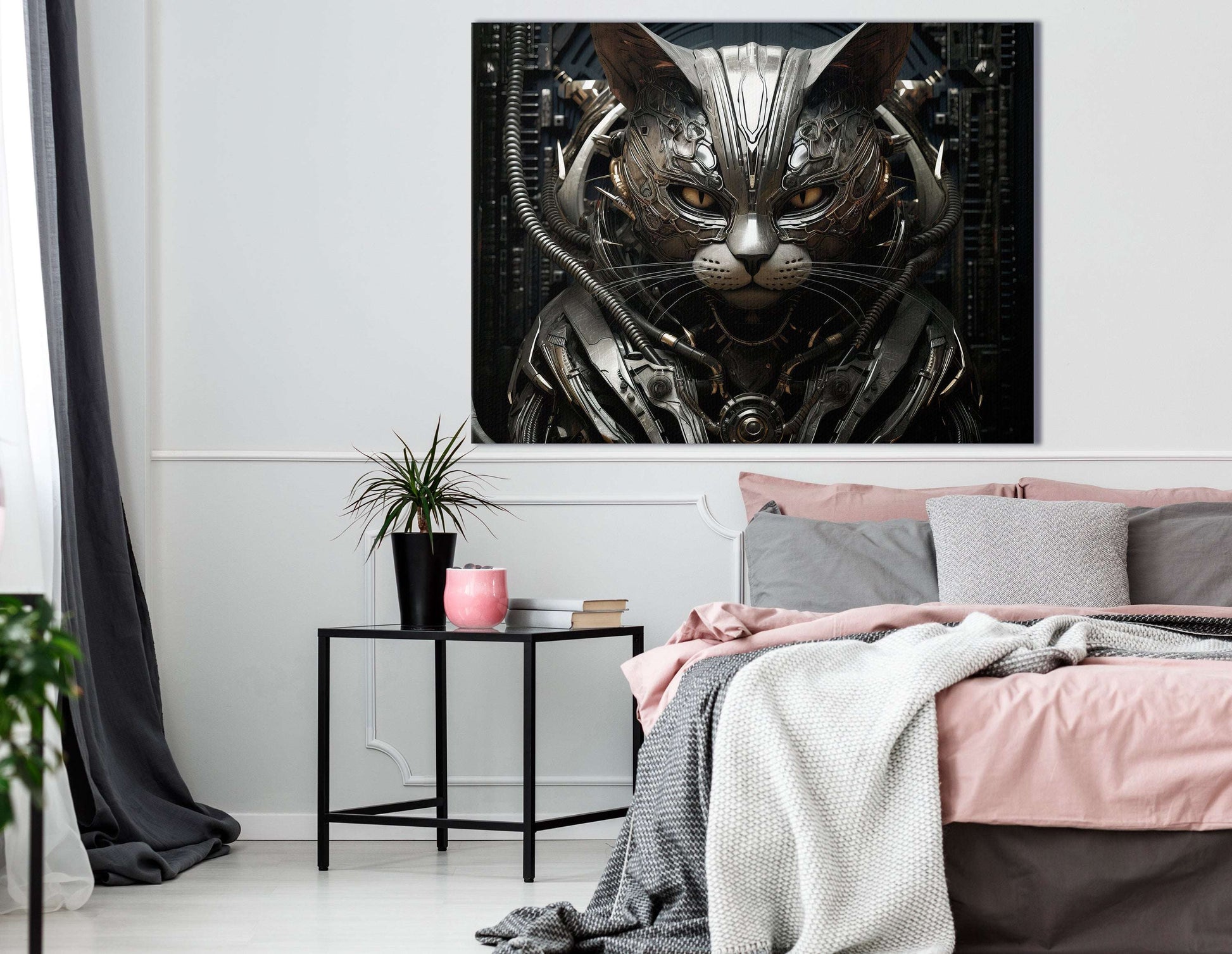 Biomechanical Robot Cat - Canvas Print - Artoholica Ready to Hang Canvas Print