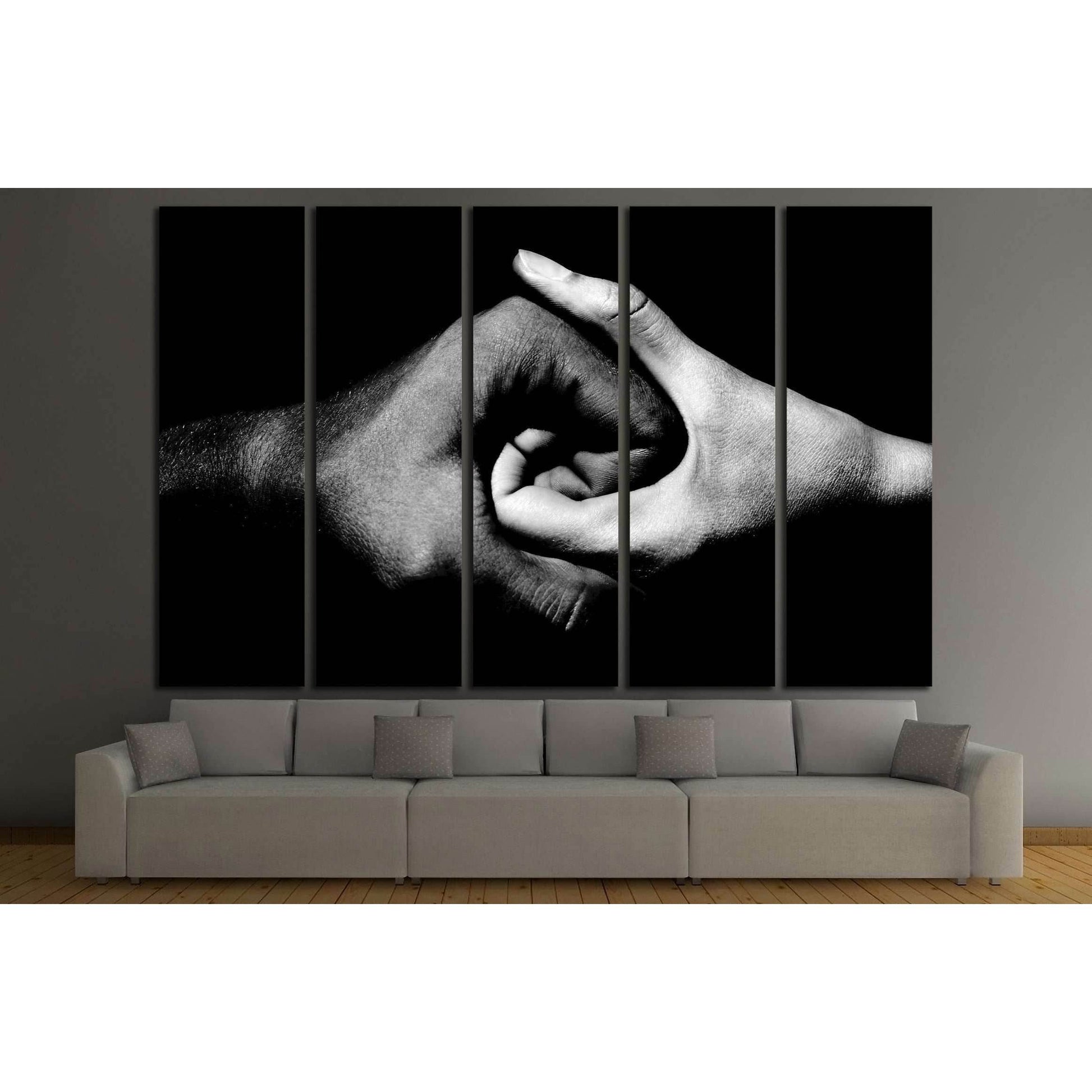 black and white hands holding together №2777 Ready to Hang Canvas PrintCanvas art arrives ready to hang, with hanging accessories included and no additional framing required. Every canvas print is hand-crafted, made on-demand at our workshop and expertly