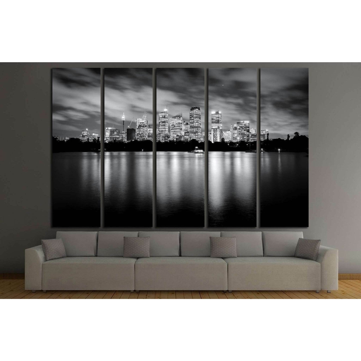 Black and white photo of skyscrapers at night, Sydney Australia №1756 Ready to Hang Canvas PrintCanvas art arrives ready to hang, with hanging accessories included and no additional framing required. Every canvas print is hand-crafted, made on-demand at o