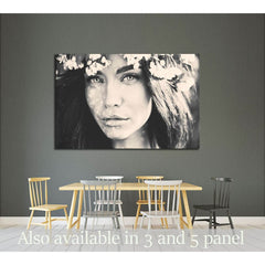 Black and white portrait of beautiful romantic lady in a wreath of apple trees №2778 Ready to Hang Canvas PrintCanvas art arrives ready to hang, with hanging accessories included and no additional framing required. Every canvas print is hand-crafted, made