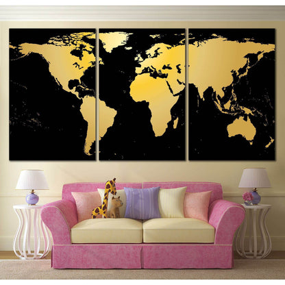 Black / Gold World Map Office Wall DecorDecorate your walls with a stunning Black World Map Canvas Art Print from the world's largest art gallery. Choose from thousands of World Map artworks with various sizing options. Choose your perfect art print to co