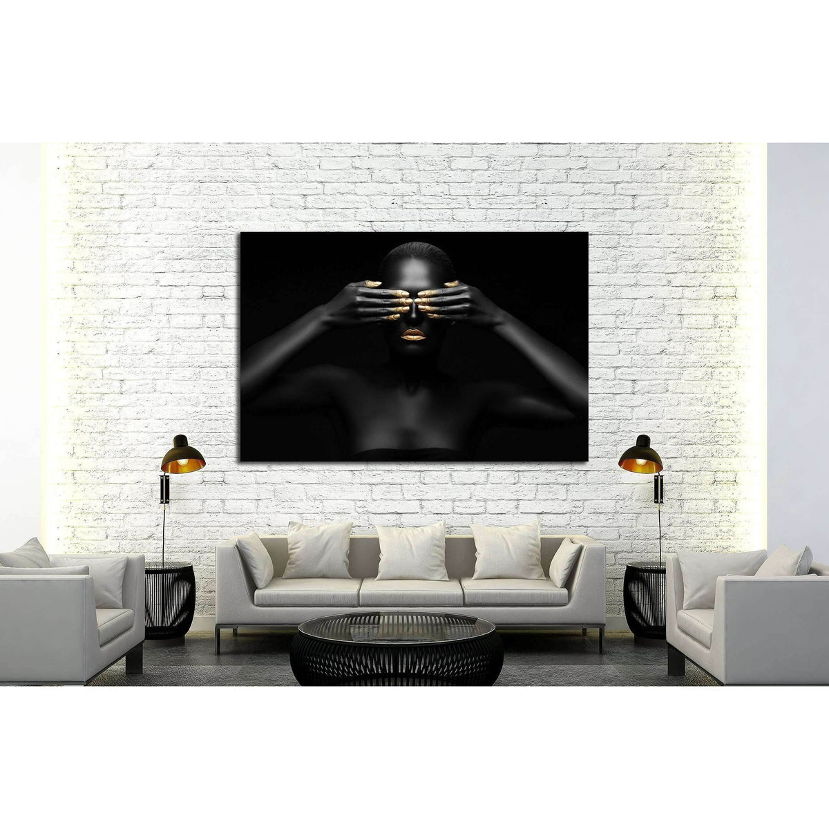 black woman closes her eyes. №2469 Ready to Hang Canvas PrintCanvas art arrives ready to hang, with hanging accessories included and no additional framing required. Every canvas print is hand-crafted, made on-demand at our workshop and expertly stretched