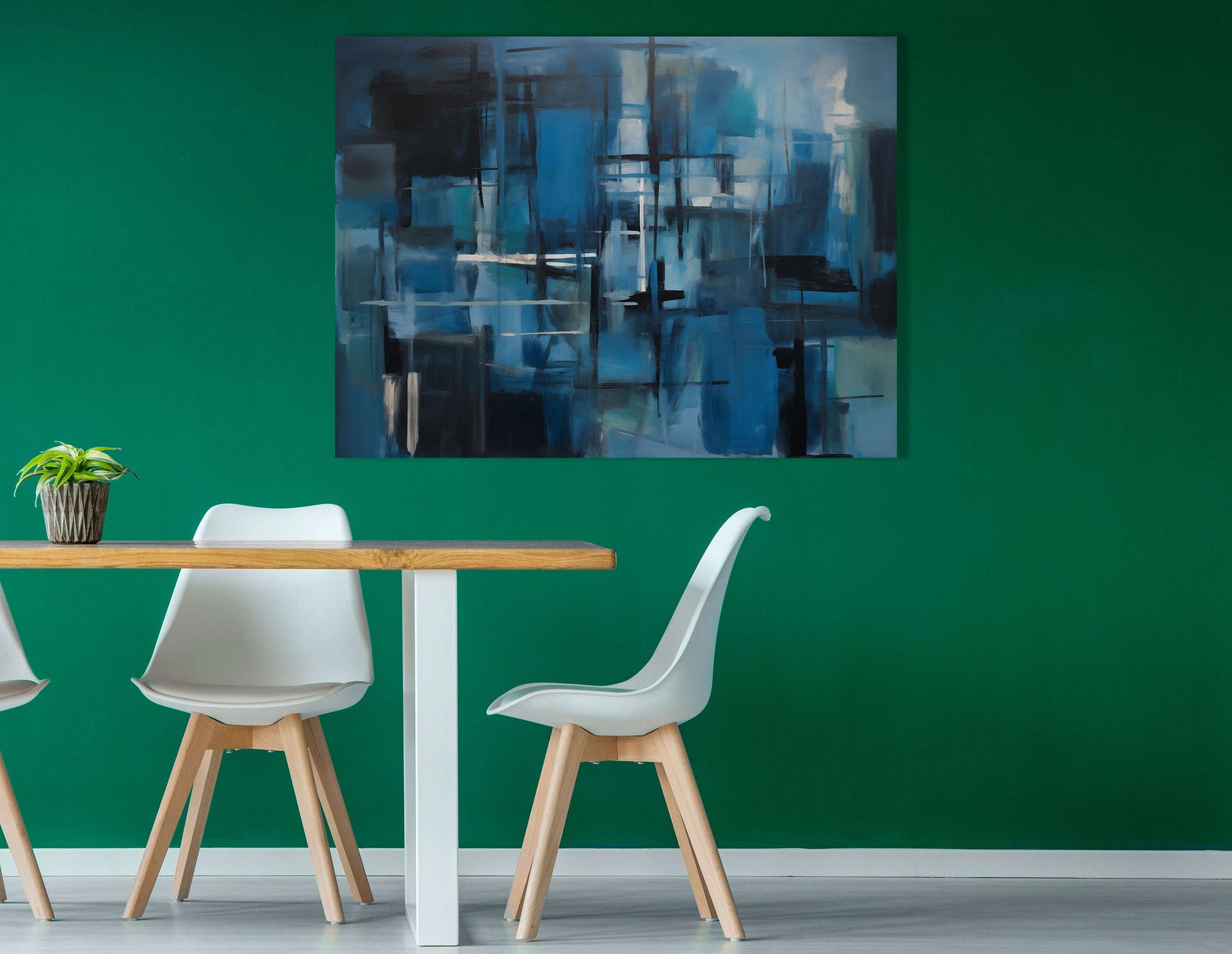 Blue and Black Abstract with Rain Grey - Canvas Print - Artoholica Ready to Hang Canvas Print