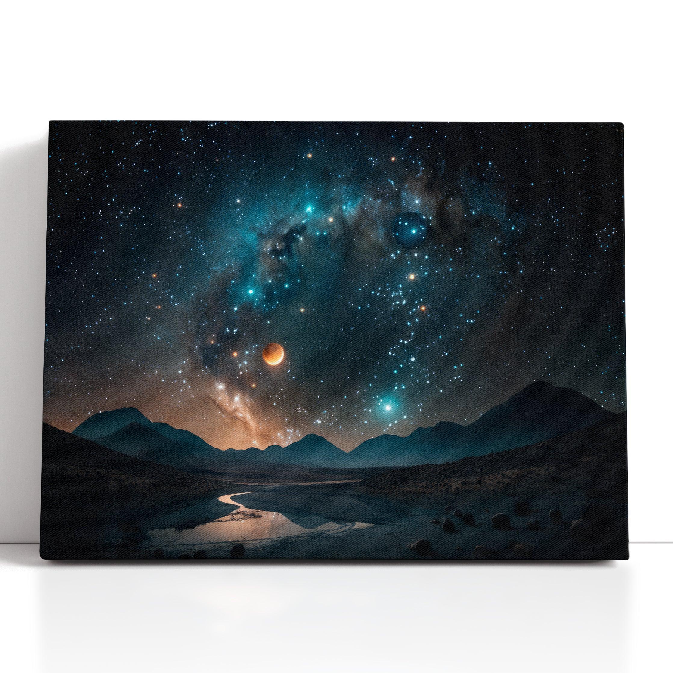 Blue Constellation in the Night Sky - Canvas Print - Artoholica Ready to Hang Canvas Print