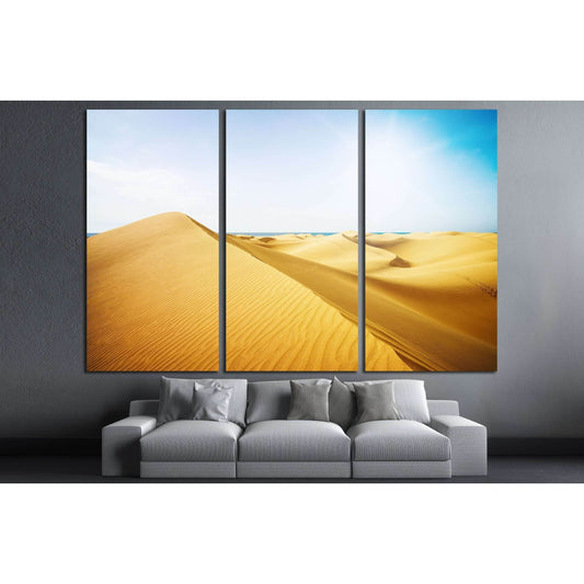 Blue sky and sand dunes. Canary islands, Maspalomas. The sea on the horizon. №3077 Ready to Hang Canvas PrintCanvas art arrives ready to hang, with hanging accessories included and no additional framing required. Every canvas print is hand-crafted, made o