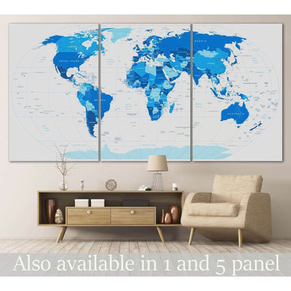 Blue World Map with City labels Canvas Art PrintDecorate your walls with a stunning Blue World Map Canvas Art Print from the world's largest art gallery. Choose from thousands of Map artworks with various sizing options. Choose your perfect art print to c